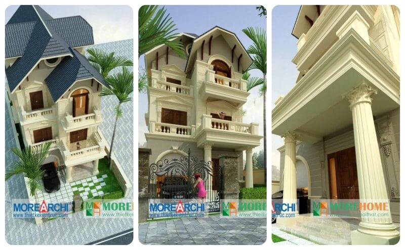 Thiết kế kiến trúc biệt thự 3 tầng